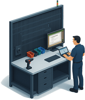 Worker guidance system in action
