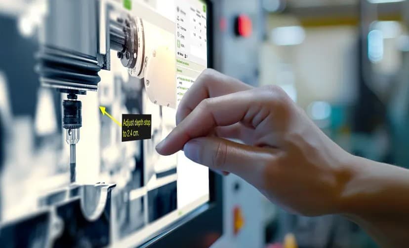 Visual Work instructions displayed on tablet in manufacturing environment