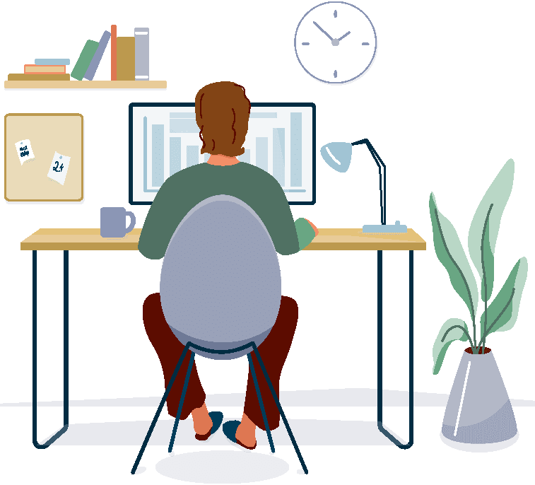 Person sitting on chair using a computer to work