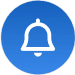 Bell icon drawn with white lines inside a blue circle