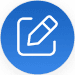 Pencil icon drawn with white lines inside a blue circle