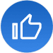 Thumbs up icon drawn with white lines inside a blue circle