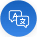 Two chat bubbles icon drawn with white lines inside a blue circle