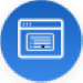 Web broswer icon drawn with white lines inside a blue circle