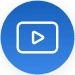 Play button icon drawn with white lines inside a blue circle