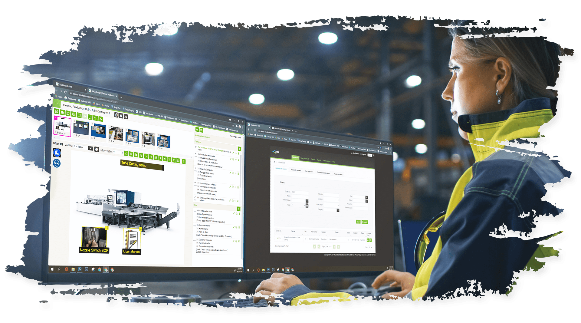 Factory workers exceed performance goals through VKS traceability features.