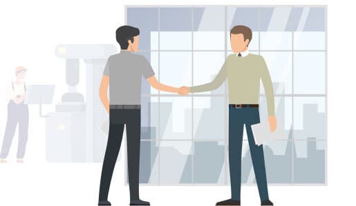 two office men shaking hands as an agreement in an office