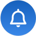 Bell icon drawn with white lines inside a blue circle