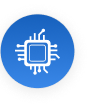 Chip-Symbol mit weißen Linien innerhalb eines blauen Kreises gezeichnet